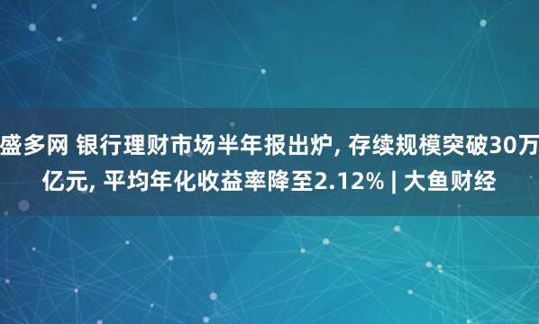 盛多网 银行理财市场半年报出炉, 存续规模突破30万亿元, 平均年化收益率降至2.12% | 大鱼财经
