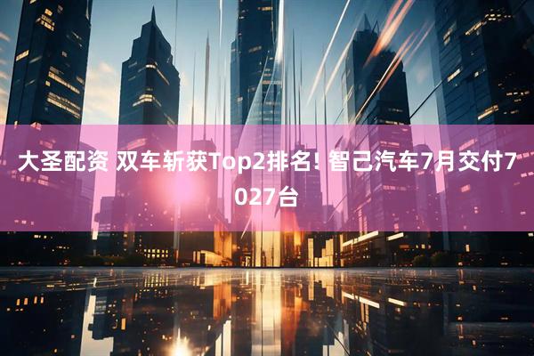 大圣配资 双车斩获Top2排名! 智己汽车7月交付7027台